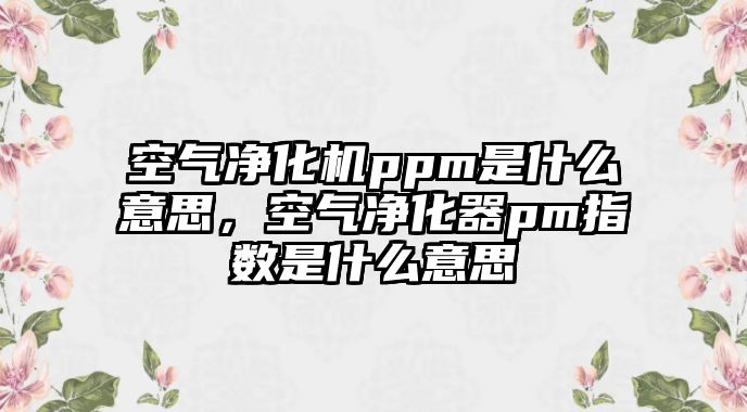 空氣凈化機ppm是什么意思，空氣凈化器pm指數是什么意思